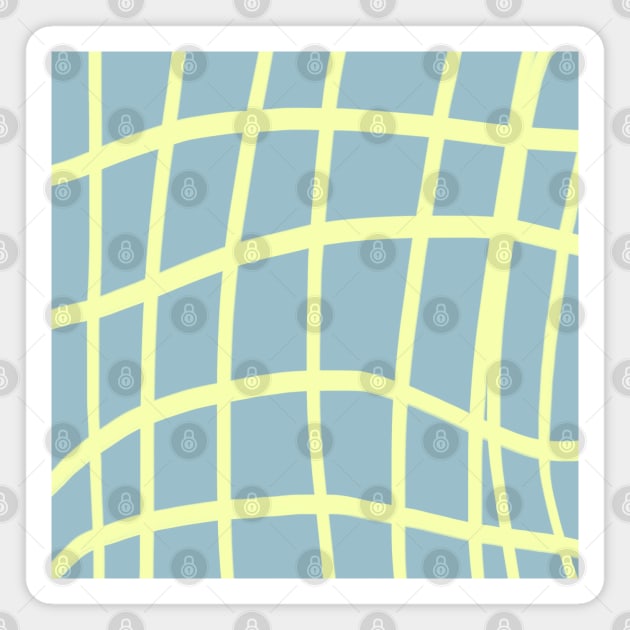 Yellow Crisscross Wavy Grid Design on a Greenish Blue Backdrop, made by EndlessEmporium Magnet by EndlessEmporium